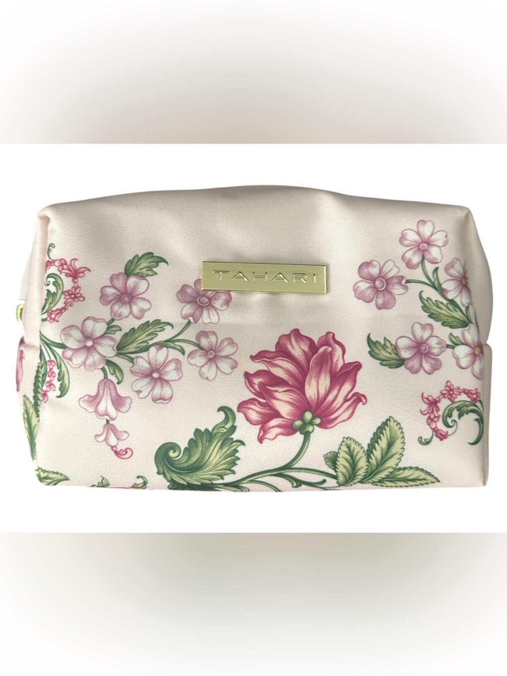 Tahari Pink Floral Print Cosmetic Pouch
